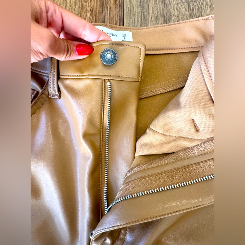 Abercrombie & Fitch Tan Faux Leather Pants - Picture 3 of 10
